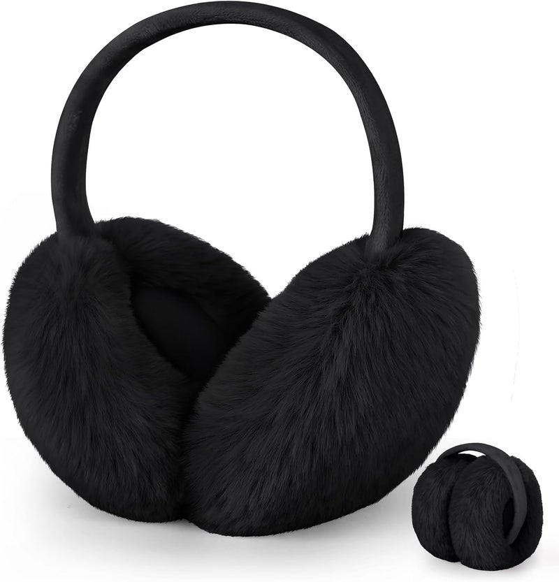 Lainlight Store Earmuffs for Women Winter Warm Foldable Ear Muffs Faux Fur Cute Fuzzy Ear Warmers for Girls Women - Image 1
